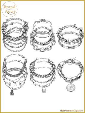 18-Piece Boho Stackable Bracelet Set for Women - Gold and Silver Mix